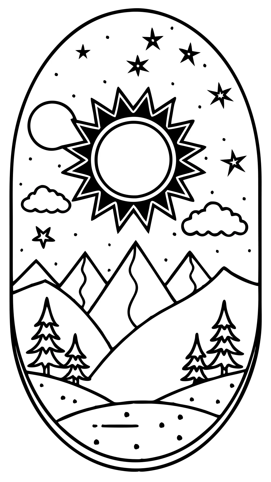 coloriage d’éclipse solaire imprimable